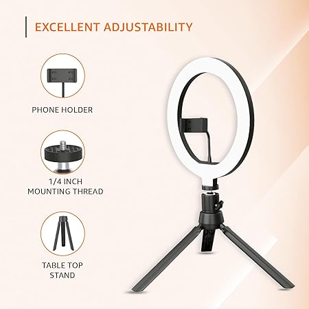 Fusion Prime GlowRing 12" Professional LED Ring Light with Adjustable Tripod Stand | 3 Color Temperature Modes, 10 Brightness Levels | Ideal for Makeup, Photoshoot, Reels & Videography (Black) Fusion Prime