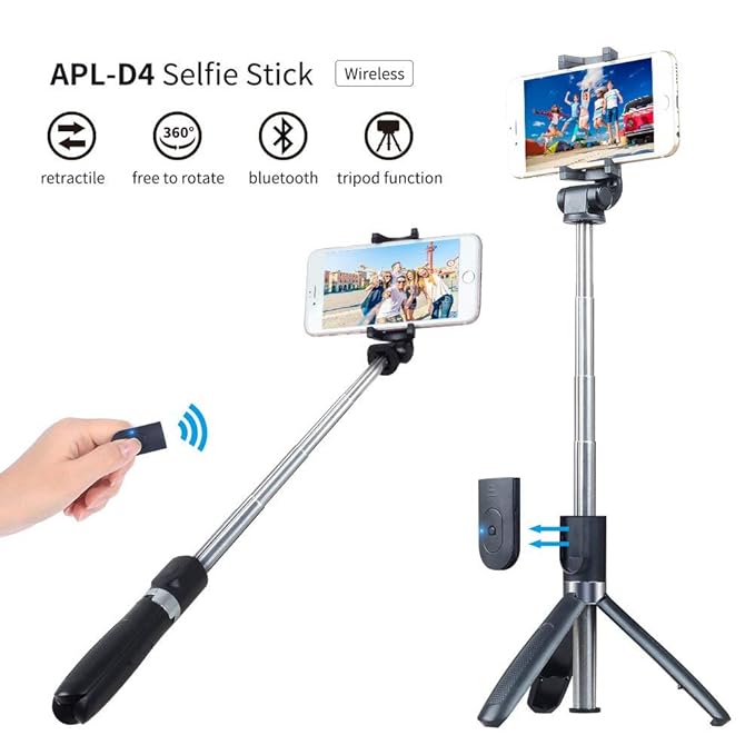 Fusion Prime SnapX 3-in-1 Bluetooth Extendable Selfie Stick with Wireless Remote & Tripod Stand | Multifunctional Selfie Stick Tripod Compatible with All Smartphones (Black) Fusion Prime