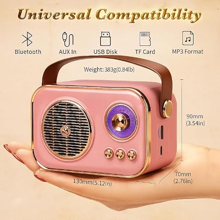 Fusion Prime BoomX Mini 10W Bluetooth Speaker | HD Sound, USB/AUX Support, Hands-Free Calling, Portable Design (Pink) Fusion Prime