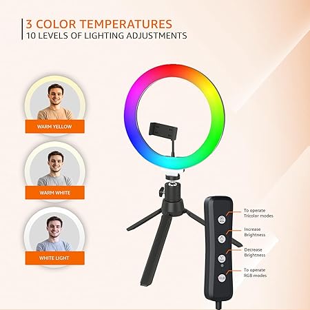 Fusion Prime GlowRing 12" RGB Ring Light | Mini Tripod, 18 RGB Modes, Dimmable Lighting for Reels, Makeup & Vlogs Fusion Prime