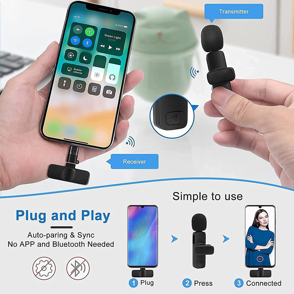 K8 Wireless Clip Microphone – Portable Mini Mic with Universal Type-C for All Devices Fusion Prime