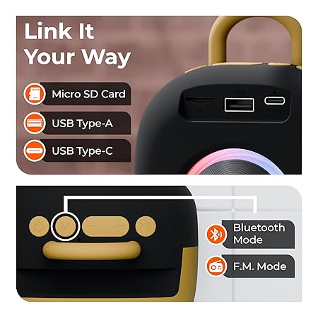 Fusion Prime BoomX 12 Portable Bluetooth Speaker | 12W Powerful Sound, 8H Playtime, FM Mode, Rubberized Finish, Bluetooth v5.3, Mono Channel Speaker (Yellow) Fusion Prime