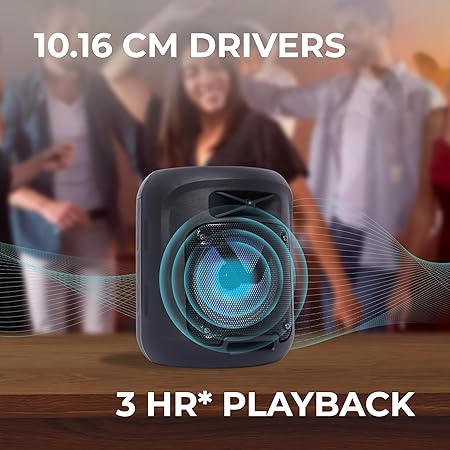 Fusion Prime BoomX Feast 90 Portable Wireless Bluetooth Speaker | 10W Powerful Output, TWS Connectivity, 6.3mm Wired Mic Support, USB/mSD/AUX Inputs, RGB Lights & Built-in Mobile Holder (Black) Fusion Prime