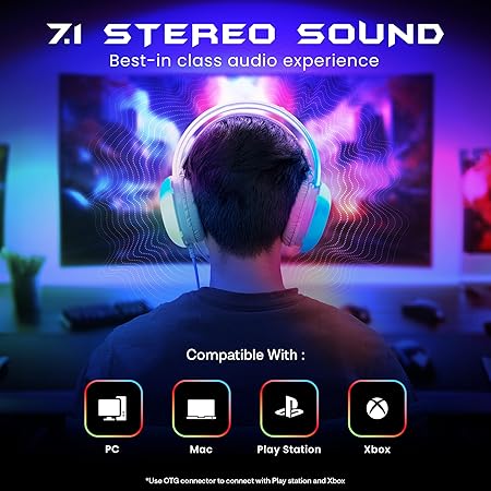 Fusion Prime FireStorm G700 Wired Over-Ear Gaming Headphones with Mic – 50mm Dynamic Drivers, Full RGB Lighting, Adjustable Headband, Breathable Earcushions, 1.5m Durable Cable with USB, Immersive Gaming Sound (Crimson Red) Fusion Prime