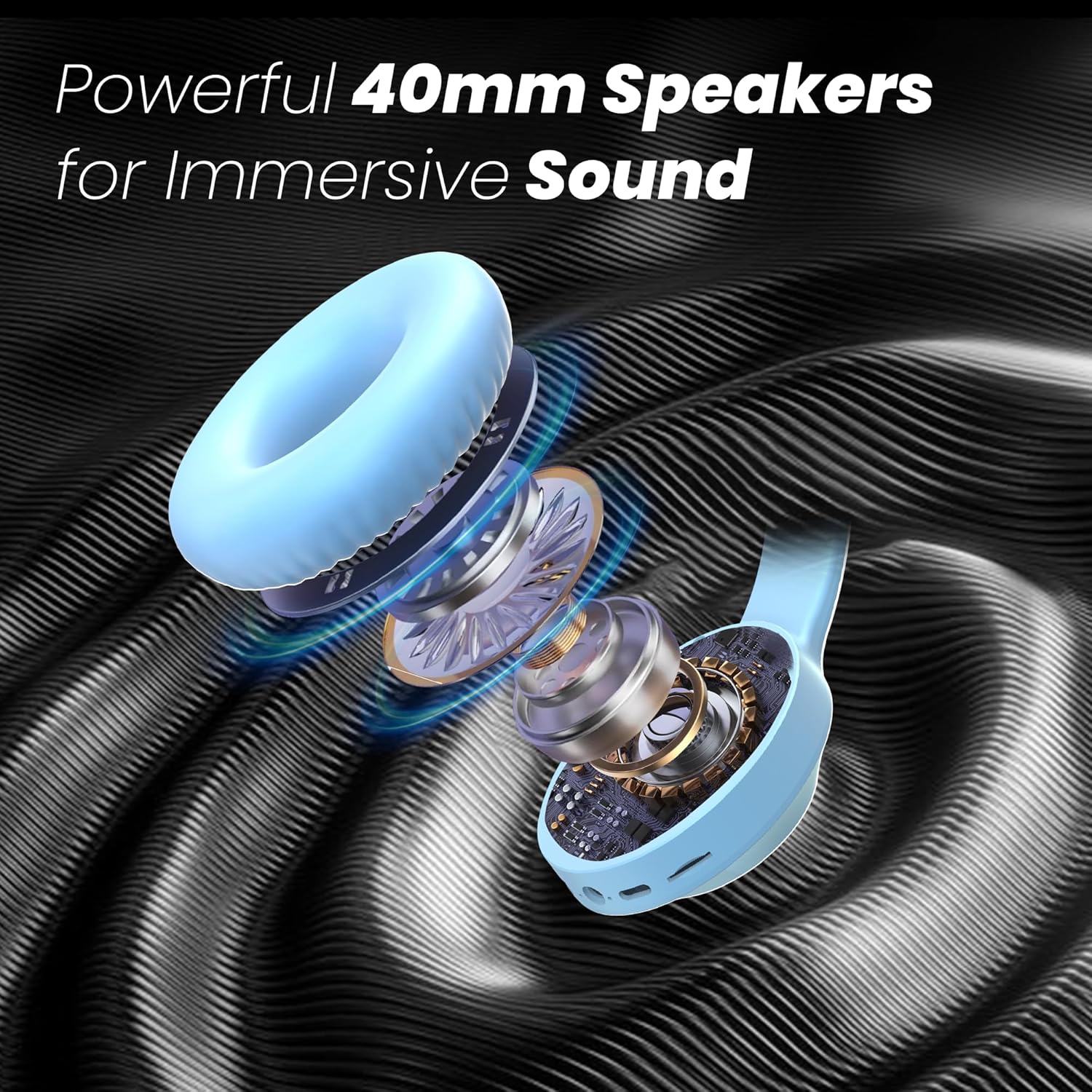 Fusion Prime ThunderBeats G500 Over-Ear Gaming Headphones – 40mm Dynamic Drivers, 10H+ Playtime, Ultra-Low 50ms Gaming Mode, Dual Pairing, RGB LED Lights, TF Card & Volume Control, Bluetooth v5.4 (Midnight Black) Fusion Prime