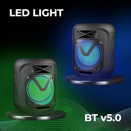 Fusion Prime BoomX Feast 90 Portable Wireless Bluetooth Speaker | 10W Powerful Output, TWS Connectivity, 6.3mm Wired Mic Support, USB/mSD/AUX Inputs, RGB Lights & Built-in Mobile Holder (Black) Fusion Prime