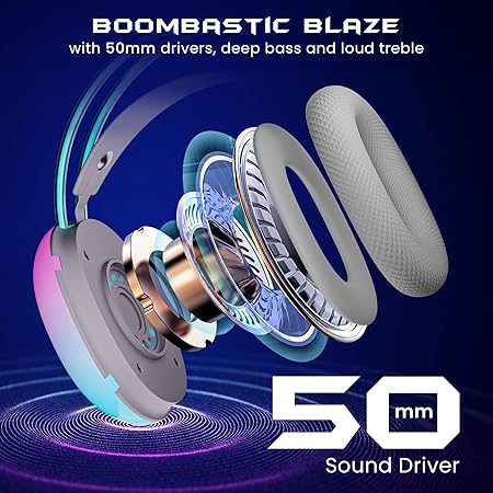 Fusion Prime FireStorm G700 Wired Over-Ear Gaming Headphones with Mic – 50mm Dynamic Drivers, Full RGB Lighting, Adjustable Headband, Breathable Earcushions, 1.5m Durable Cable with USB, Immersive Gaming Sound (Crimson Red) Fusion Prime