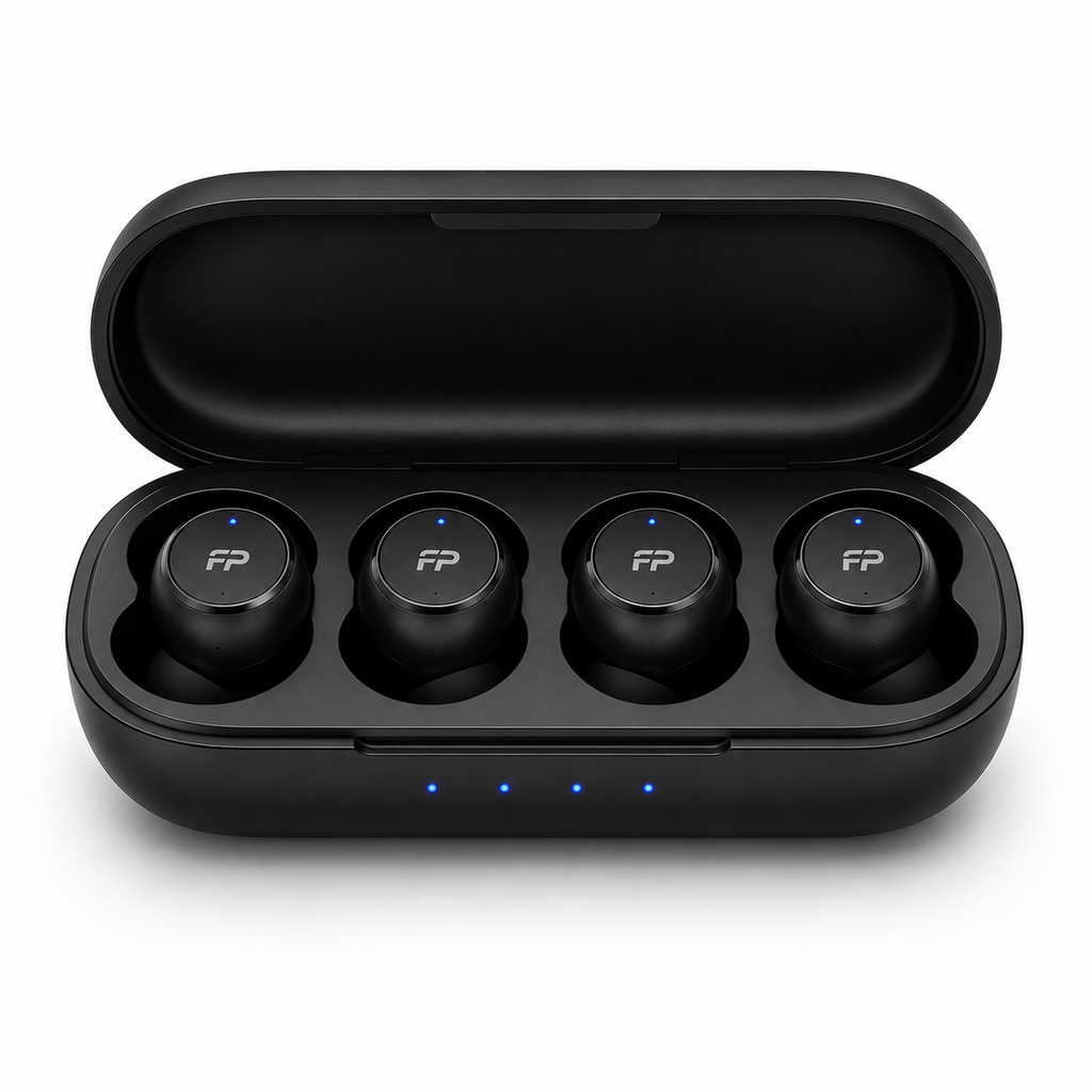 Fusion Prime DuoPods 4 – True Wireless Bluetooth Earbuds with 4 Earbuds & 1 Charging Case, Dual User Audio Sharing, Bluetooth 5.3, ENC Calling, 40H Playtime, Touch Control, Type-C Fast Charging (Black)