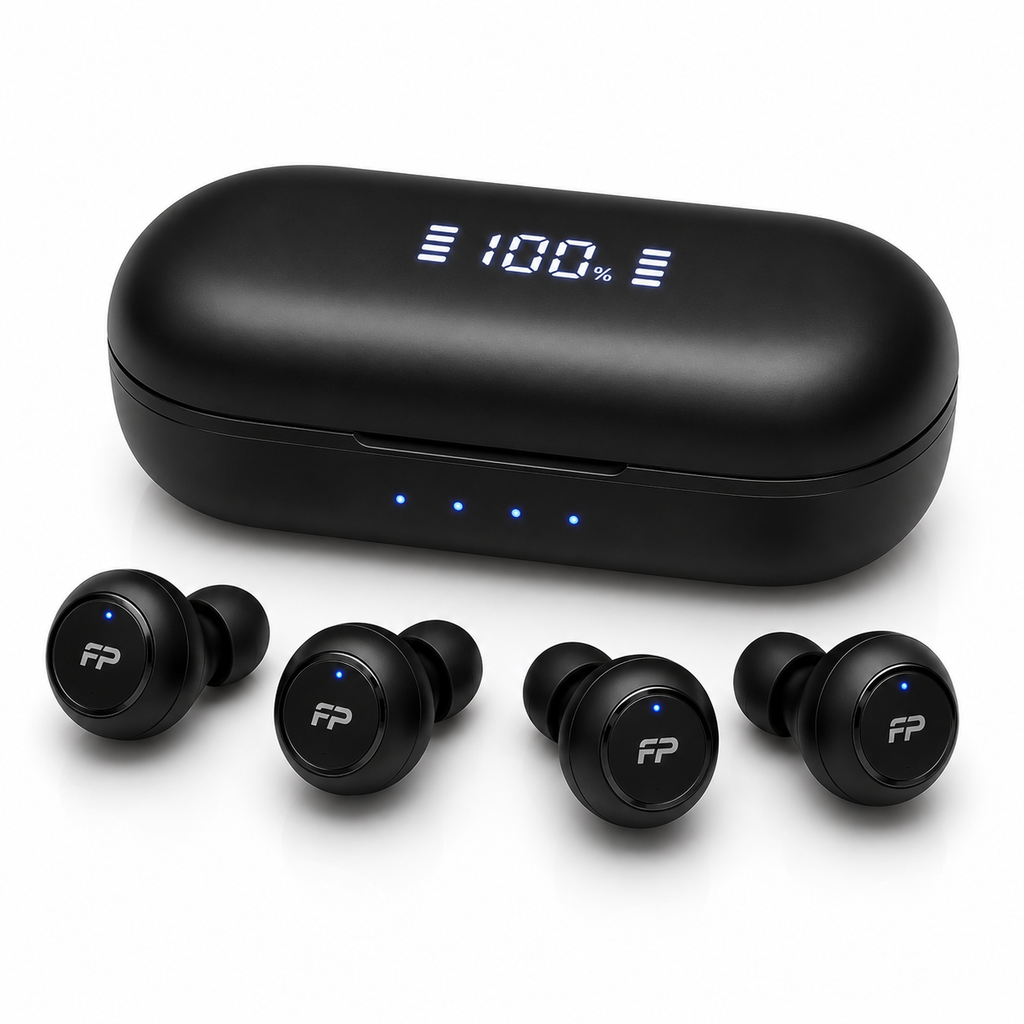 Fusion Prime DuoPods 4 – True Wireless Bluetooth Earbuds with 4 Earbuds & 1 Charging Case, Dual User Audio Sharing, Bluetooth 5.3, ENC Calling, 40H Playtime, Touch Control, Type-C Fast Charging (Black)