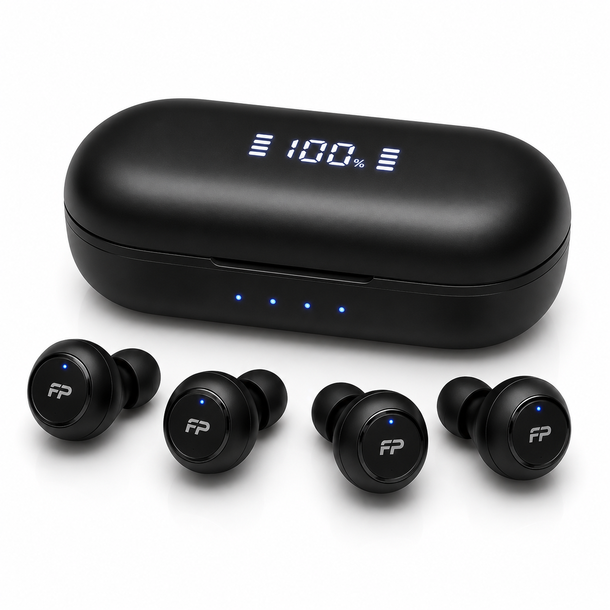 Fusion Prime DuoPods 4 – True Wireless Bluetooth Earbuds with 4 Earbuds & 1 Charging Case, Dual User Audio Sharing, Bluetooth 5.3, ENC Calling, 40H Playtime, Touch Control, Type-C Fast Charging (Black)