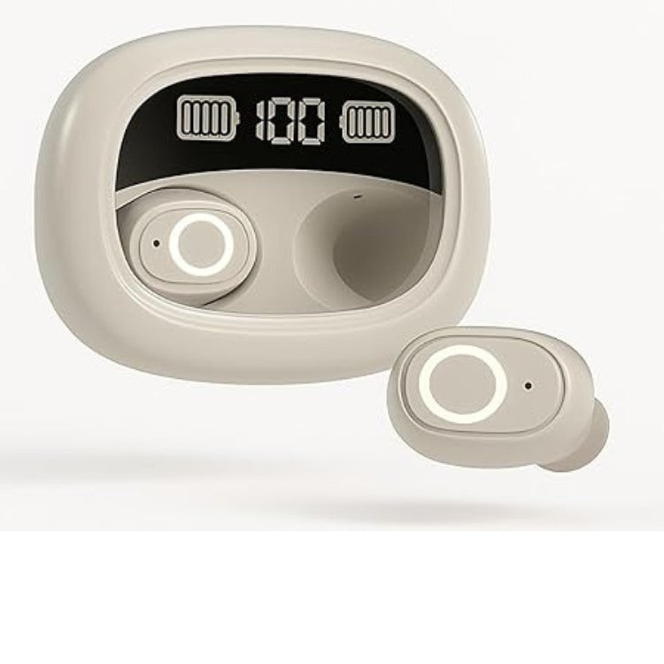 Fusion Prime SonicPods S9 Gaming TWS Earbuds with Digital Display | 25H Playtime, Type-C Fast Charging, Bluetooth v5.3, 45ms Low Latency Game Mode, ENC Clear Calling Mics, True Wireless In-Ear Earbuds (Beige) Fusion Prime