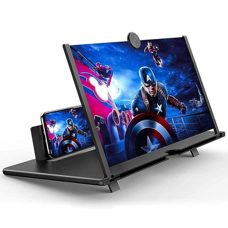 Fusion Prime MagniView 12" 3D HD Mobile Phone Screen Magnifier | Foldable Universal Phone Stand & Projector Screen Amplifier for Movies, Videos & Gaming – Compatible with All Smartphones (Black) Fusion Prime