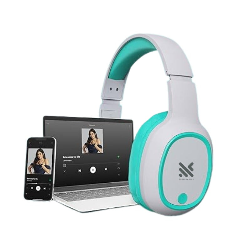 Fusion Prime BassStorm X60 Bluetooth 5.3 Wireless Over-Ear Headphones – 60H Playtime, Gaming Mode (Low Latency), Dual Pairing, ENC Noise Reduction Mic, AUX & MicroSD Support, Voice Assistant, Comfortable Cushioned Earcups, HD Calls (Midnight Blue) Fusion Prime