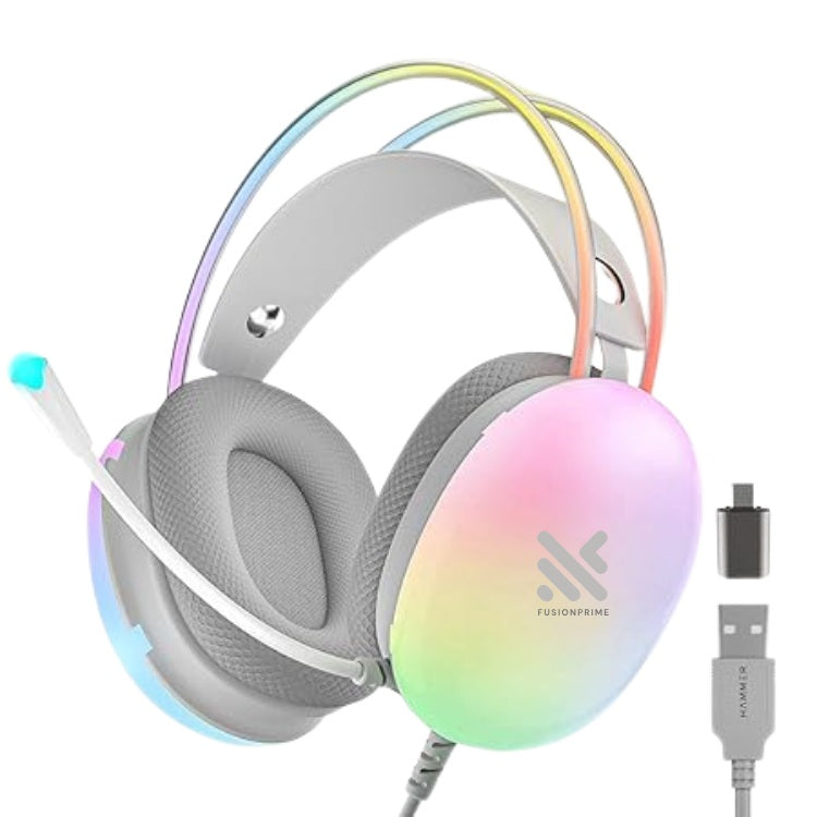 Fusion Prime FireStorm G700 Wired Over-Ear Gaming Headphones with Mic – 50mm Dynamic Drivers, Full RGB Lighting, Adjustable Headband, Breathable Earcushions, 1.5m Durable Cable with USB, Immersive Gaming Sound (Crimson Red) Fusion Prime