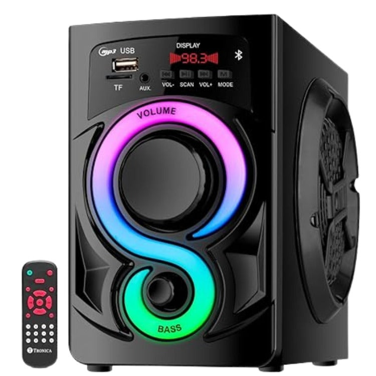 Fusion Prime CineBox 3.0 30W Bluetooth Mini Home Theater System | RGB LED Lights, All-Function Remote, PenDrive/FM/AUX/Smart TV Compatible (Black) Fusion Prime