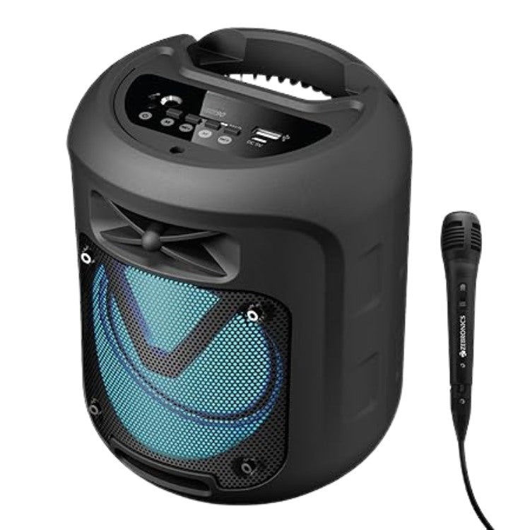 Fusion Prime BoomX Feast 90 Portable Wireless Bluetooth Speaker | 10W Powerful Output, TWS Connectivity, 6.3mm Wired Mic Support, USB/mSD/AUX Inputs, RGB Lights & Built-in Mobile Holder (Black) Fusion Prime